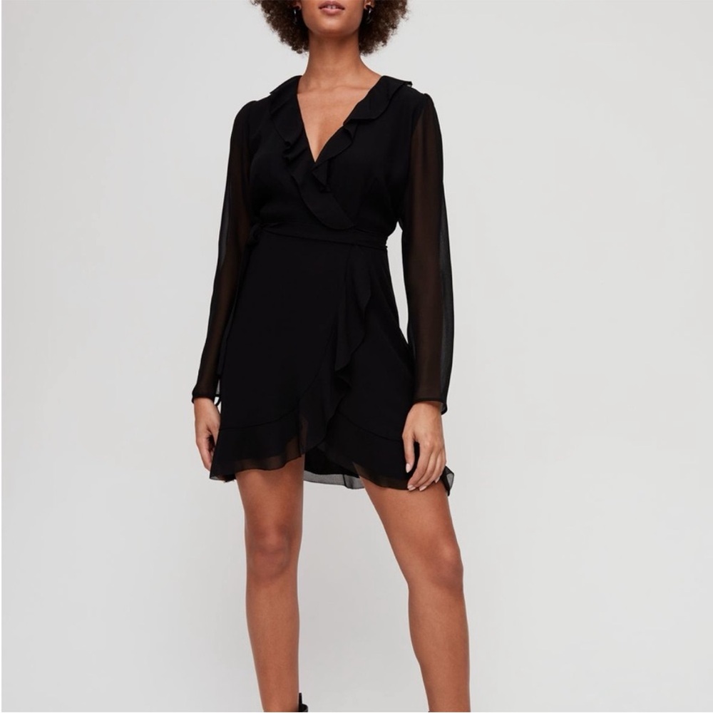 Wilfred Aritzia Louise Black Wrap Dress - Picture 2 of 6
